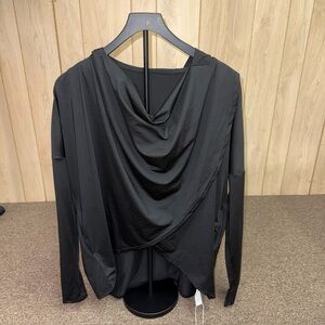 Halara Hooded Cowl Neck Long Sleeve Thumb Hole Yoga Sports Top with Pockets Sz S